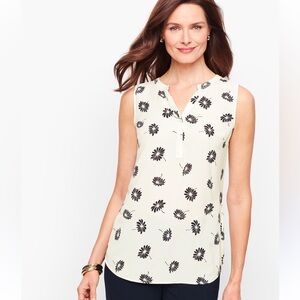 Talbots Black and Cream Floral Blouse